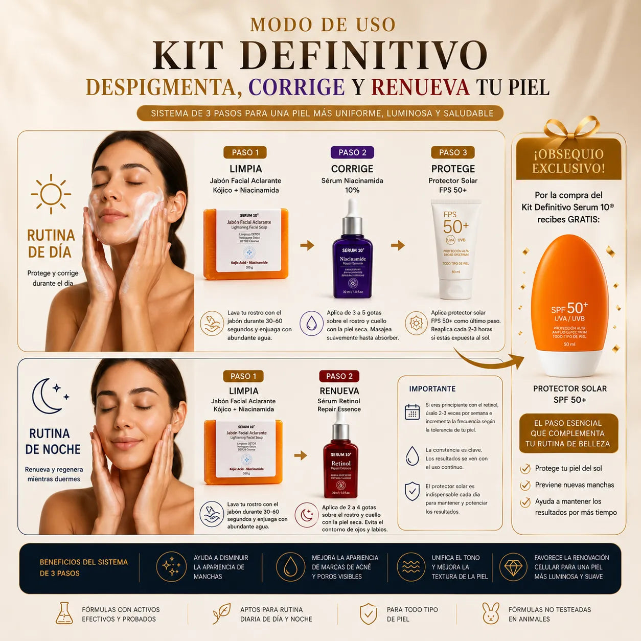Kit Definitivo Serum 10™ ✨La Rutina diaria que elimina manchas y Renueva tu Piel